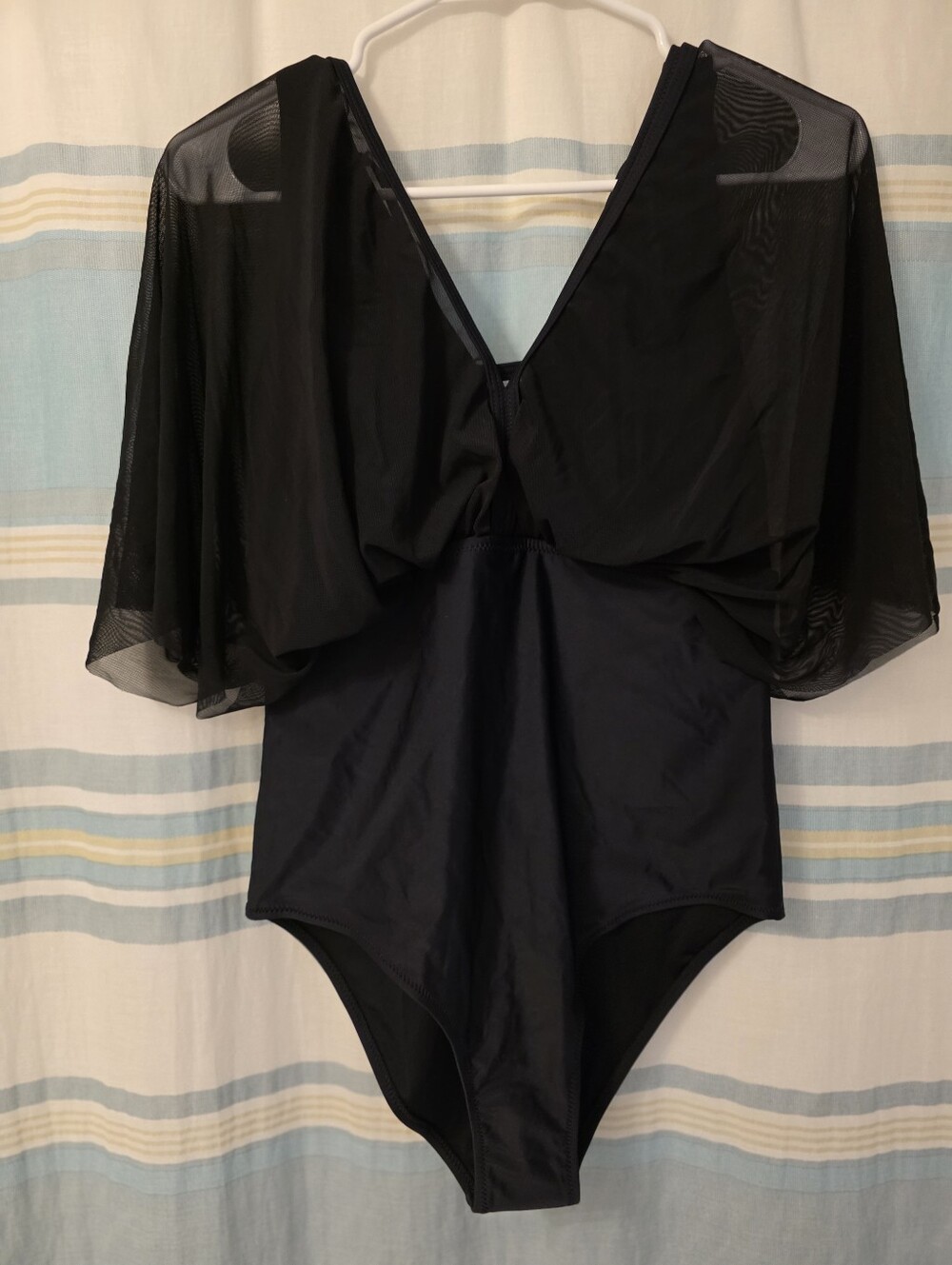 Super Stylish Solid Color Mesh BLACK SLIMMING One Piece Swimwear SIZE MEDIUM NET